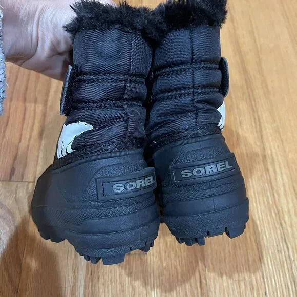 SOREL Snow Commander Toddler Boots Size 4 Black Faux Fur Winter NEW NO BOX - Picture 11 of 11